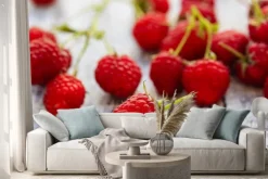 Naklejka: Malina, owoce - świeże maliny z ogrodu