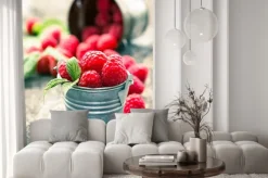 Naklejka: Maliny w małym wiaderku