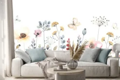 Naklejka: Malowana łąka z polnymi kwiatami