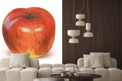 Naklejka: Malowane czerwone jabłko z wycinek ścieżki