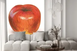 Naklejka: Malowane czerwone jabłko z wycinek ścieżki