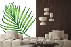 Naklejka: Malowanie akwarela orzech kokosowy, liść palmowa, zielone liście