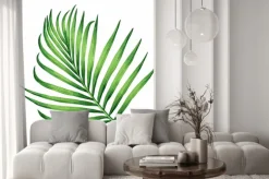 Naklejka: Malowanie akwarela orzech kokosowy, liść palmowa, zielone liście