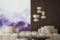 Naklejka: Malowanie przestrzeni z fioletowym farby akwarelowe na białym