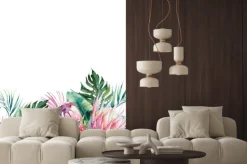 Naklejka: Malunek egzotycznych kwiatów i liści