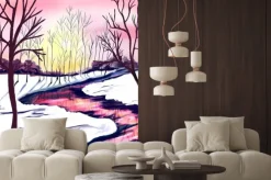 Naklejka: Malunek z jesiennym krajobrazem