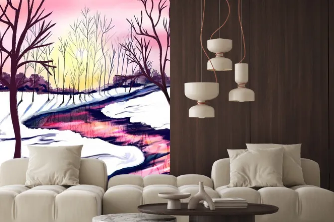 Naklejka: Malunek z jesiennym krajobrazem