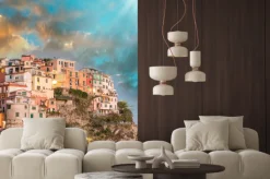 Naklejka: Manarola, cinque terre. zachód słońca nad cinque terre, włochy