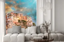 Naklejka: Manarola, cinque terre. zachód słońca nad cinque terre, włochy