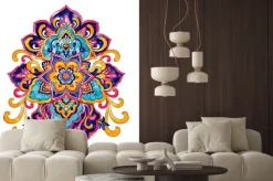 Naklejka: Mandala flower, watercolor ethnic design element