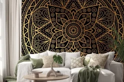 Naklejka: Mandala z kwiatem