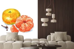 Naklejka: Mandarynka lub mandarynki owoce na białym tle