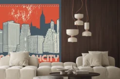 Naklejka: Manhattan, nowy jork miasto, sylwetki ilustracja