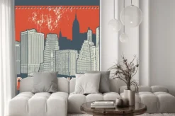 Naklejka: Manhattan, nowy jork miasto, sylwetki ilustracja