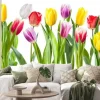 Naklejka: Many different tulip flowers isolated