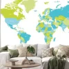 Naklejka: Map of world in shades of green and blue. high detail political