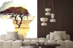 Naklejka: Mapa afryki koncepcja kontynent z akacji