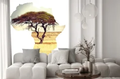 Naklejka: Mapa afryki koncepcja kontynent z akacji