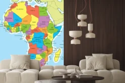 Naklejka: Mapa afryki z krajami i miastami