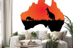 Naklejka: Mapa australii z kangaaroo