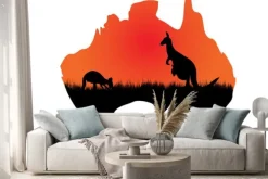 Naklejka: Mapa australii z kangaaroo