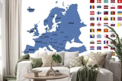 Naklejka: Mapa europy i flagi