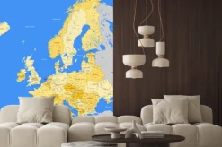 Naklejka: Mapa europy w żółtych kolorach