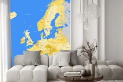 Naklejka: Mapa europy w żółtych kolorach