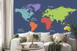 Naklejka: Mapa kontynentu świata mapa grafiki