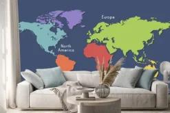 Naklejka: Mapa kontynentu świata mapa grafiki