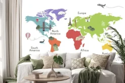 Naklejka: Mapa kontynentu świata mapa grafiki