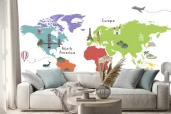 Naklejka: Mapa kontynentu świata mapa grafiki