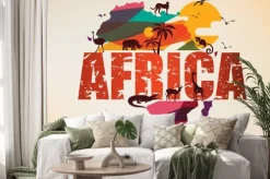 Naklejka: Mapa podróży afryki, dekoracyjny symbol kontynentu afrykańskiego