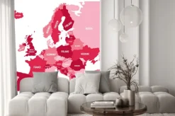 Naklejka: Mapa polityczna kontynentu europejskiego w czterech odcieniach