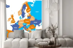 Naklejka: Mapa polityczna kontynentu europejskiego w czterech kolorach