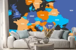 Naklejka: Mapa polityczna kontynentu europejskiego w czterech kolorach