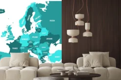 Naklejka: Mapa polityczna kontynentu europejskiego w czterech odcieniach