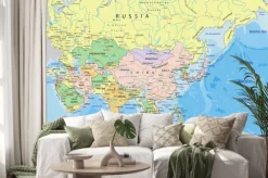 Naklejka: Mapa polityczna azji z nazwami państw