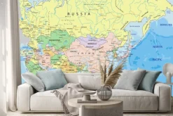 Naklejka: Mapa polityczna azji z nazwami państw