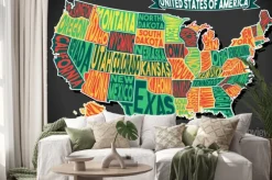 Naklejka: Mapa usa vintage tablica 2d