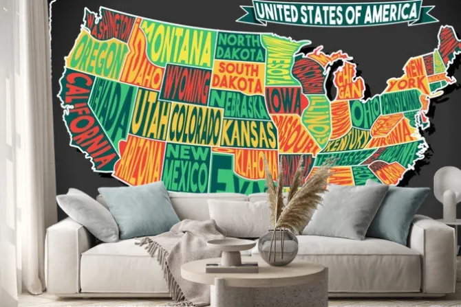 Naklejka: Mapa usa vintage tablica 2d