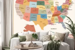 Naklejka: Mapa usa z flagą