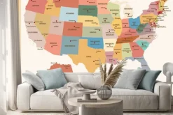 Naklejka: Mapa usa z flagą