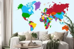 Naklejka: Mapa świata, kolorowe kraje atlas eps10 plik wektorowy.