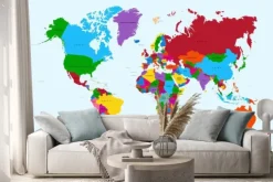 Naklejka: Mapa świata, kolorowe kraje atlas eps10 plik wektorowy.