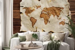 Naklejka: Mapa świata na starym papierze