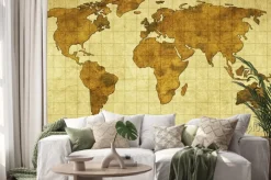 Naklejka: Mapa świata na starym papierze