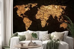 Naklejka: Mapa świata na tle grunge