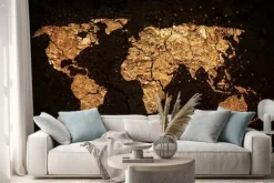 Naklejka: Mapa świata na tle grunge