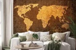 Naklejka: Mapa świata na tle grunge